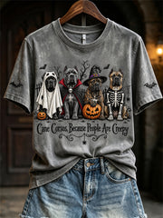 Women's Cane Corsos Because People Are Creepy Halloween Dogs Print short-sleeved T-shirt