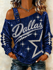 Women's Football Gameday Gift For Football Fans Casual Off-Shoulder Sweatshirt
