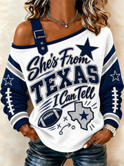 Women's Football Gameday Gift For Football Fans Casual Off-Shoulder Sweatshirt