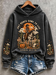 Women's  Halloween Gothic Style Dry Bones Come To Life Regular Sweatshirt