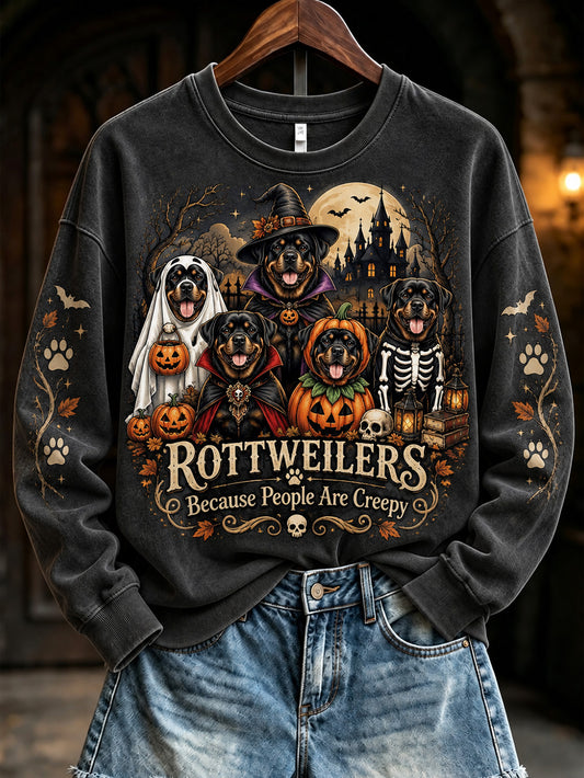 Women's Halloween-Themed  Dog Pattern Casual Regular Sweatshirt