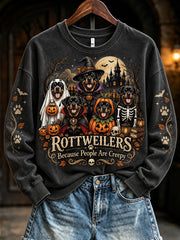 Women's Halloween-Themed  Dog Pattern Casual Regular Sweatshirt