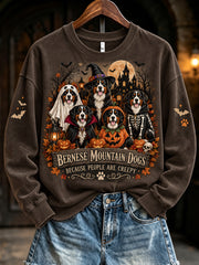 Women's Halloween-Themed Dog Pattern Casual Regular Sweatshirt