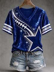 Women's Football Gameday Gift For Football Fans Casual V-Neck Tee
