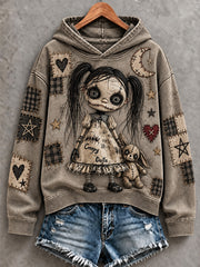 Women's Halloween Creepy Dolls Print Casual Hoodie