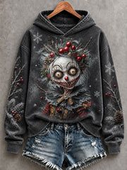 Women's Halloween Creepy Dolls Print Casual Hoodie