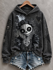 Women's Halloween Creepy Dolls Print Casual Hoodie