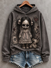 Women's Halloween Creepy Dolls Print Casual Hoodie