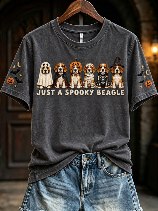 Women's Just A Spooky Beagle Halloween Dogs Print Short-sleeved T-shirt