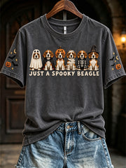 Women's Just A Spooky Beagle Halloween Dogs Print Short-sleeved T-shirt