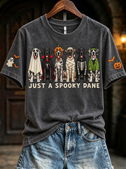 Women's Just A Spooky Great Dane Halloween Dogs Print Short-sleeved T-shirt