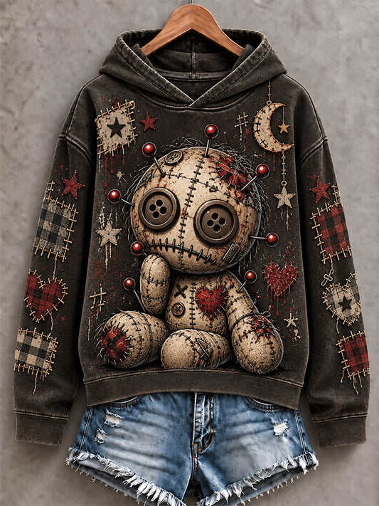 Women's Halloween Art Patchwork Print Casual Hoodie