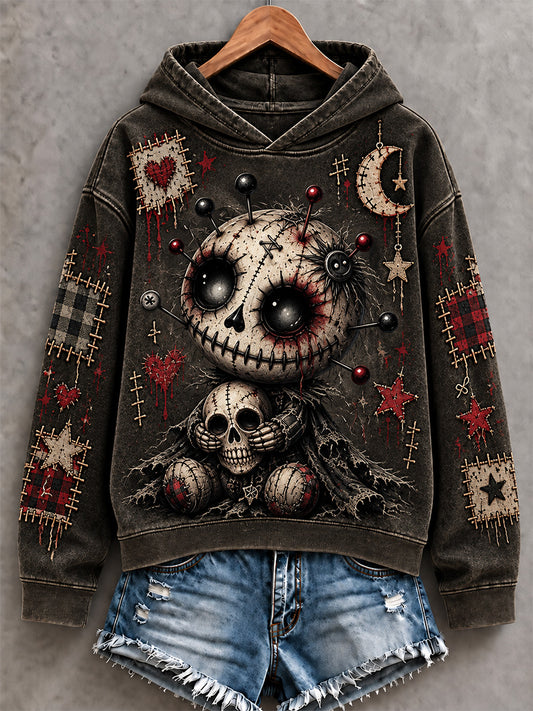 Women's Halloween Art Patchwork Print Casual Hoodie