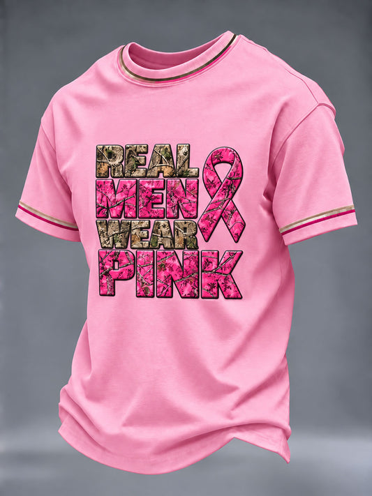 Men's Breast Cancer Awareness Real Men Wear Pink Short Sleeves T-Shirt