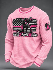 Men's Real Men Wear Pink Breast Cancer Awareness Waffle Sweatshirt