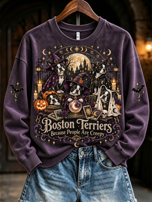 Women's Boston Terriers People Are Creepy Pattern Causal Sweatshirt