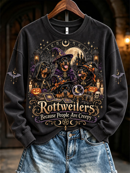 Women's Rottweilers People Are Creepy Pattern Causal Sweatshirt