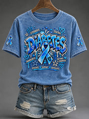 Women's Diabetes Awareness Printed Casual T-Shirt