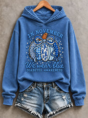 Women’s Diabetes Awareness Printed Casual Hoodie