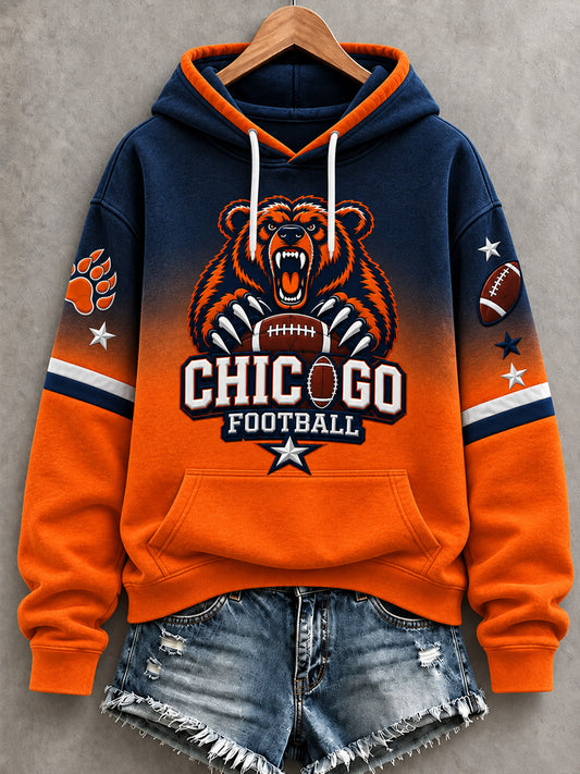 Women's Football Gameday Gift For Football Fans Casual Waffle Hoodie