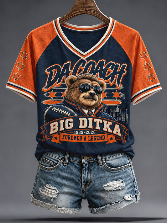 Women's Chicago Football Lover Da Coach Legend Printed T-shirt