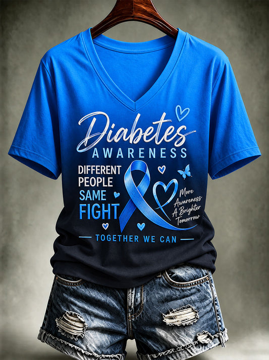Women'S Diabetes Awareness Print T-shirt