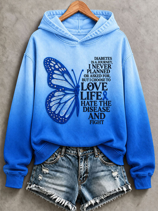 Women'S Diabetes Awareness Print Regular Sweatshirt