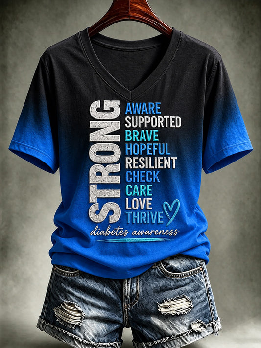 Women'S Diabetes Awareness Print T-shirt