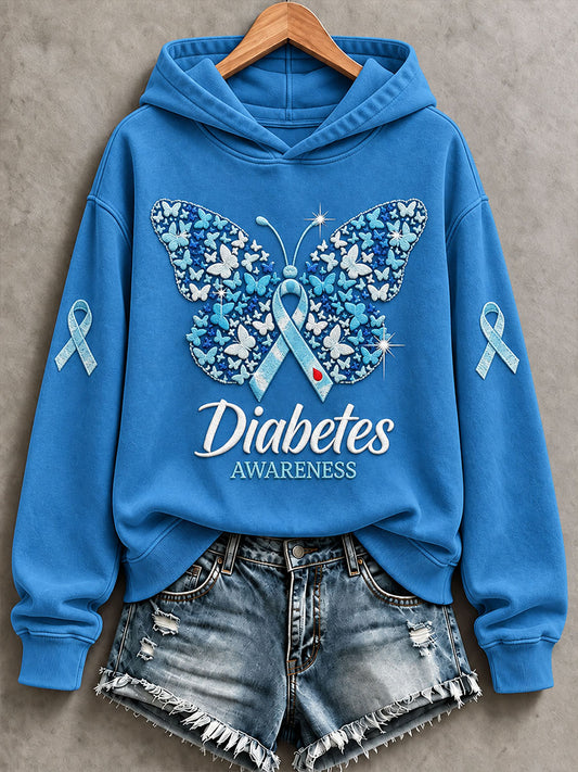 Women'S Diabetes Awareness Print Regular Sweatshirt