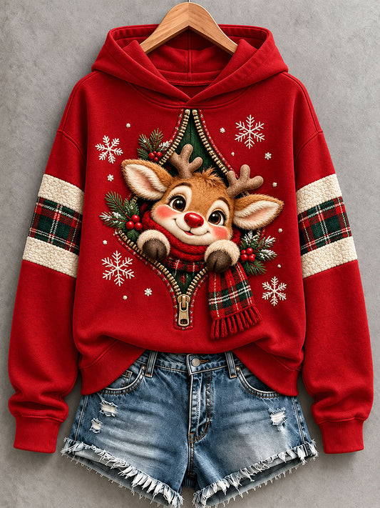 Women's Funny Elk Christmas Hoodie