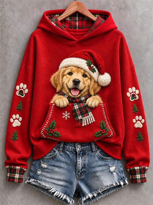 Women's Cute Golden Retriever Christmas Hoodie