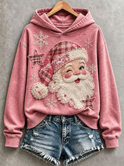 Women's Pink Santa Patchwork Art Hoodie