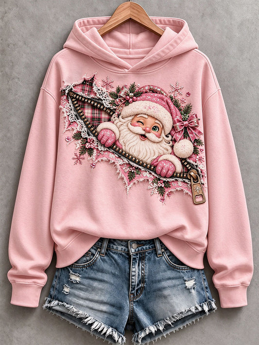 Women's Funny Pink Santa Hoodie