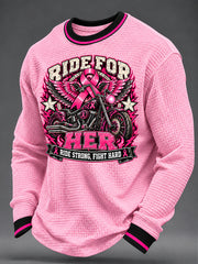 Men's Real Men Wear Pink Breast Cancer Awareness Print Waffle Sweatshirt