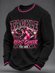 Men's Real Men Wear Pink Breast Cancer Awareness Print Waffle Sweatshirt