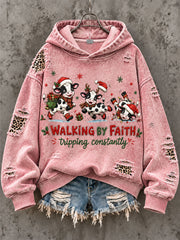 Women's Walking By Faith, Christmas Gift for Christian Regular Sweatshirt