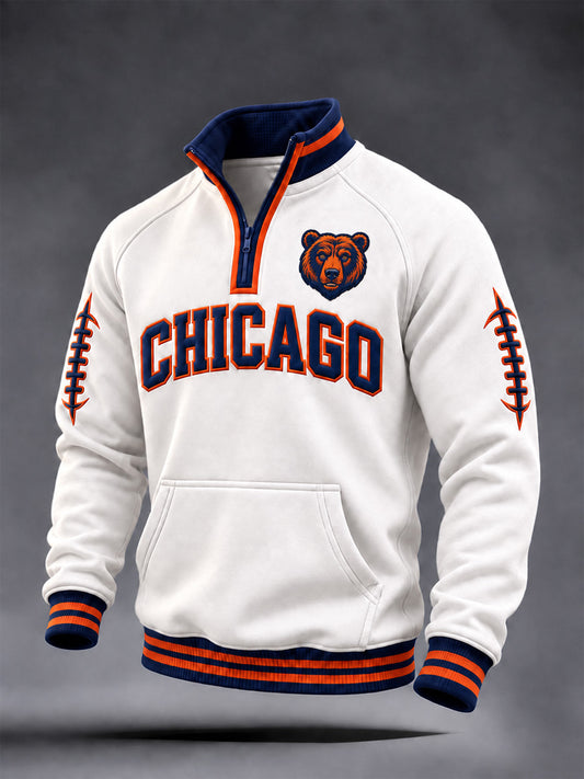 Men's Football Gameday Gift For Football Fans Print Zip-Up Hoodie
