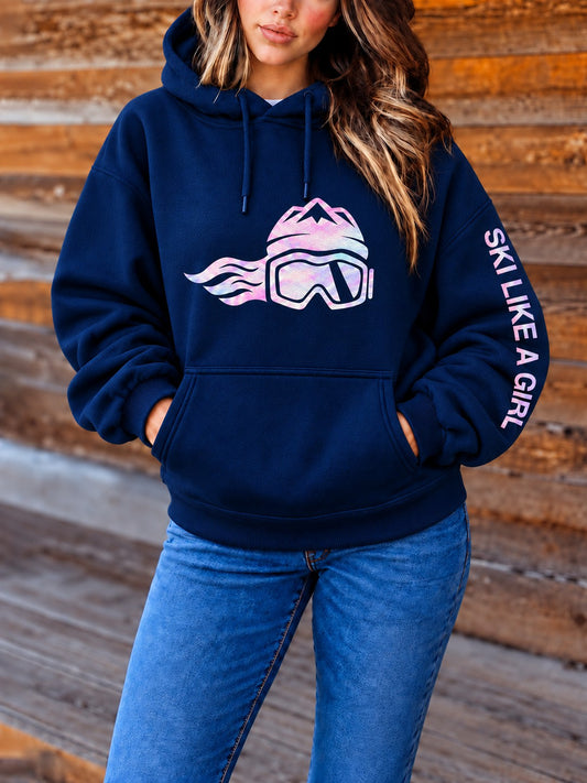 Women's Ski Like A Girl Printed Hoodie