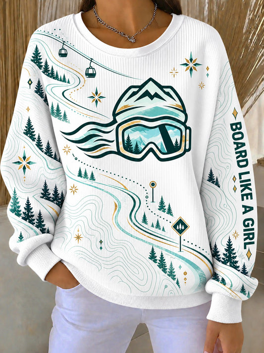 Women's Board Like A Girl Printed Sweatshirt