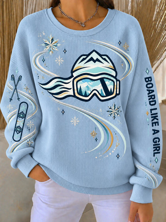 Women's Board Like A Girl Printed Sweatshirt