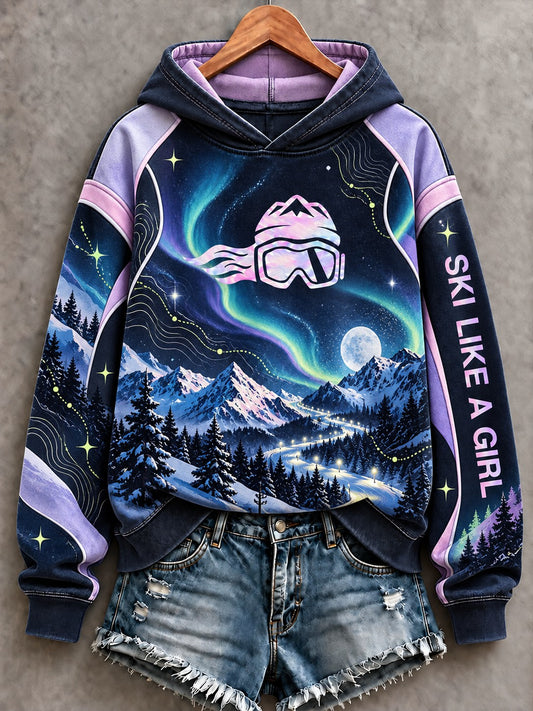 Women's Ski Like A Girl Printed Hoodie
