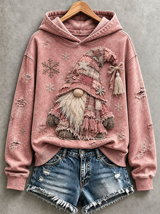 Women’s Distressed Christmas Gnome Hoodie