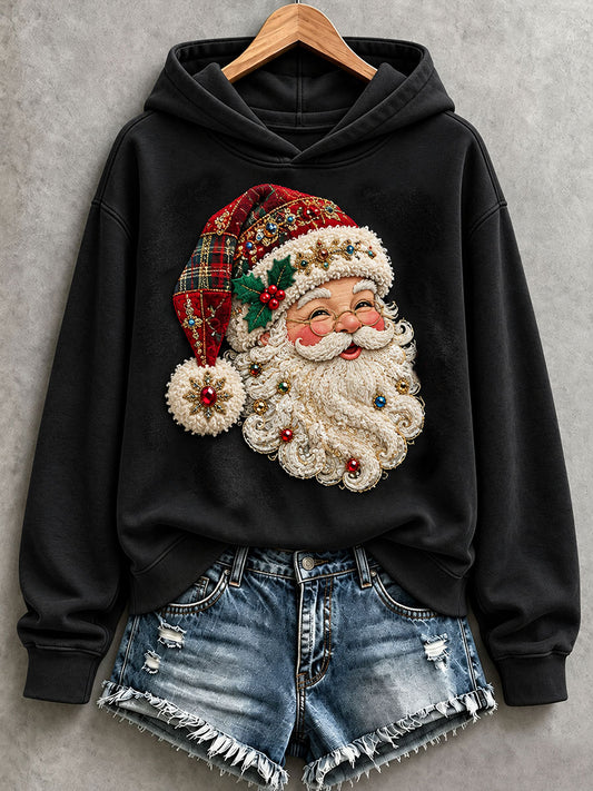 Women's Santa Print Hoodie
