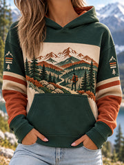 Women's Wilderness Trail Print Hike Lovers Casual Hoodie