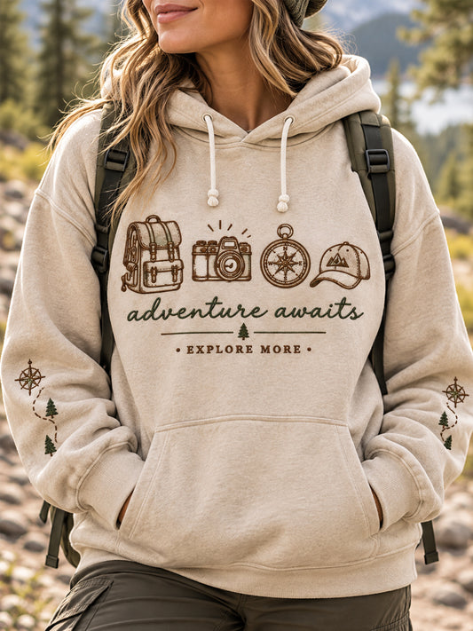 Women's Adventure Awaits Explore More Hiker Casual Hoodie