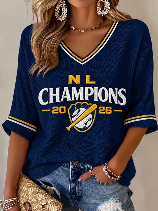 Women's Baseball Print Waffle T-shirt