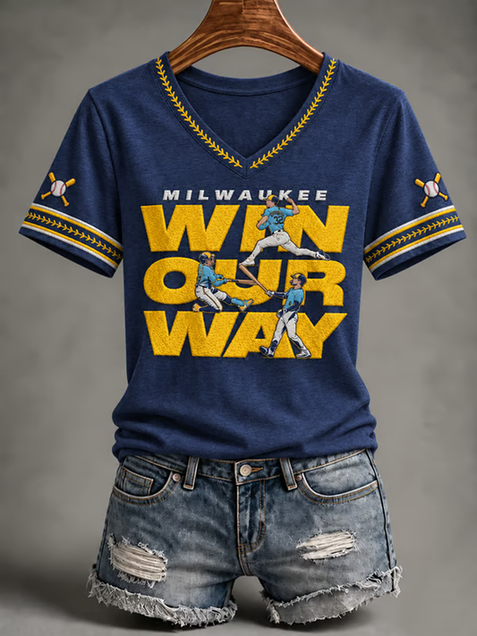 Women's Baseball Print short-sleeved T-shirt