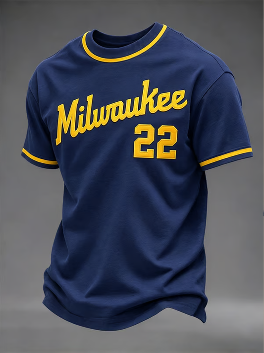 Men's Baseball Print short sleeves t-shirt