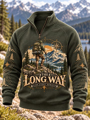 Men's Wilderness Trail Print Hike Lovers Zip-Up Hoodie