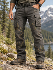 Men's Wilderness Trail Print Hike Lovers Casual  Cargo Pants